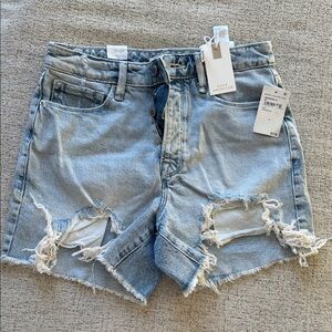 Good American Light Blue Ripped Jean Shorts
